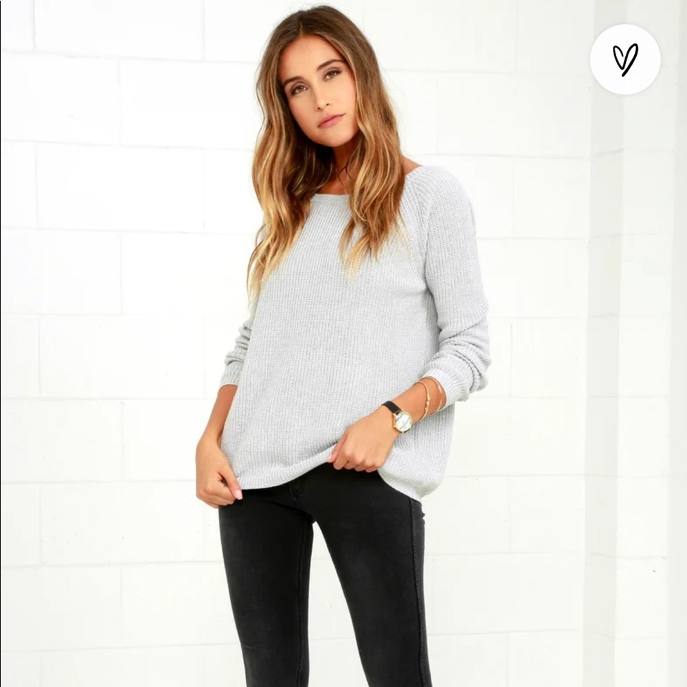 Just for you Light Grey Backless Sweater
